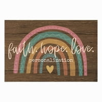 Personalizirani Planet Faith Hope Love Boho Rainbow Uplifting otirač sa prilagođenim porodičnim imenom štampanim