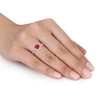 Miabella ženski karat T. G. W. Ruby i karat izrezan u srce T. W. dijamant 14kt prsten sa srcem od ružičastog zlata