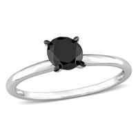 Carat T. W. Black Diamond 14kt zaručnički prsten od bijelog zlata Oval Solitaire