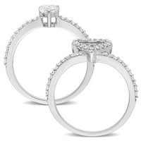 Miabella ženski CT kreiran Sapphire & Diamond 10kt bijeli Zlatni Halo 2-dijelni Set vjenčanih prstenova