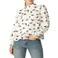 Jedinstvena rasprodaja ženski cvjetni Print lažni vrat elegantna bluza dugih rukava