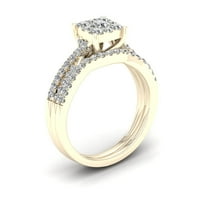 3 4ct TDW Diamond 10k klaster žutog zlata set svadbenog prstena