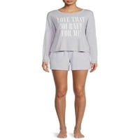 Schitt's Creek Love That Journey For Me Long Sleeve T-Shirt and Shorts Lounge Set, 2-Piece