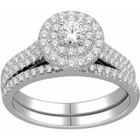 Carat TW Diamond 10kt bijeli Zlatni dvostruki Halo zaručnički prsten