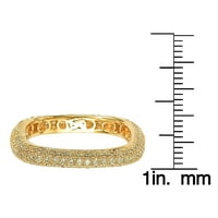 Kolekcija Zlatni Sterling Srebrni Kubni Cirkonij Moderni Pave Kvadratni Prsten Za Godišnjicu-Žuti