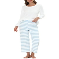 Unique Bargains ženski Salon Dugi rukav Noćna Odjeća topli Flanelski kompleti pidžame za spavanje