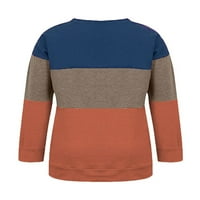 Cindysus Wobe Labavi patchwork pulover dame casual t majica Crew vrat pad boja blok okrugli ovratnik vrhovi plavi s