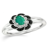 JewelersClub Smaragdni Prsten Birthstone Nakit-0. Karatni Smaragd 0. Srebrni prsten nakit sa crno-bijelim