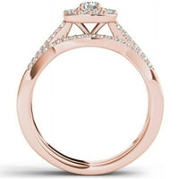 Carat TW Diamond Criss-Cross Shank Single Halo 10kt set Zaručničkog prstena od ružičastog zlata