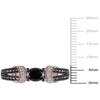 Karatni crno-bijeli dijamant 10kt prsten za angažovanje ružičastog zlata u stilu