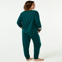 Joyspun ženska Francuska frotirna praznična pidžama Poklon Set, 2 komada, veličine s do 3X