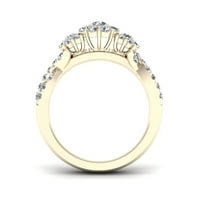 1ct TDW Diamond 10k klaster žutog zlata Split prsten za godišnjicu