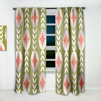 Designart 'Botanical Retro Pattern I' Mid-Century Modern Curtain Panel