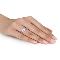 Miabella slatkovodni kultivirani biser i dijamantski naglasak Sterling srebrni prsten
