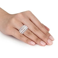 Miabella ženski slatkovodni biser 1-karat kreiran bijeli safir Sterling srebrni Multi-redni prsten