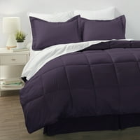 Noble Linens 8-dijelni ljubičasti krevet u torbi set posteljine od mikrovlakana, Queen