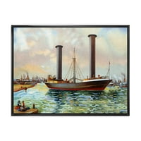 Designart' The Ancient Boat Leaving The Harbour ' Nautical & Coastal Framed Canvas Wall Art Print