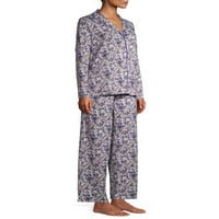 Joan Vass ženski super mekani komplet pidžama ovratnika