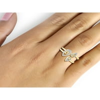 JewelersClub 14k pozlaćeno srebro 0. Otvoreni prsten od bijelog dijamanta za žene
