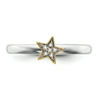 Stackable Izrazi Srebra Pozlaćeni Dijamantski Prsten Sa Zvijezdama