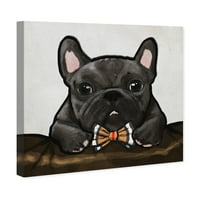 Pista Avenue životinje zid Art platno grafike 'elegantan Francuz' psi i štenci - Crna, Bijela
