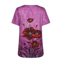 Ženska modna V-izrez cvjetni tisak kratkih rukava s kratkim rukavima plus veličina vrhova bluza xxl