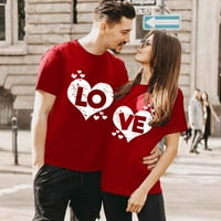 PXiakgy Top rukava Slatka kratka kratka majica Okrugli dan Ispisani Udobni par Valentinovo Vrat Ženske majice Red US-14