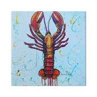 Stupell Industries Urban Style Lobster Paint Splatter sea Life painting Gallery Wrapped Canvas Print Wall
