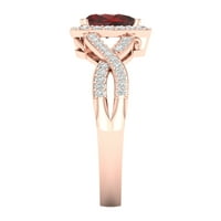 Imperial dragi kamen 10k ružičasto zlato srce rezano granat CT TW dijamant Ženski modni prsten