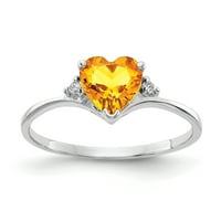 Primalan zlatni karatski bijeli zlatni srčani citrinski i vs dijamantski prsten