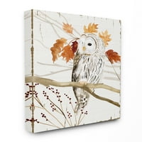 Stupell Industries Owl in Fall Forest Animal Watercolor Painting Canvas Wall Art, 48, byVictoria Borges