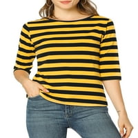 Jedinstvena ponuda ženski rukavi okrugli vrat kontrastne boje Stripes T-shirt