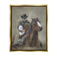 Stupell Ranch Kauboj Zapadni Konj Životinje I Insekti Slikarstvo Zlatni Plovak Uokviren Art Print Wall Art