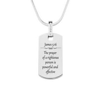 Ogrlica sa oznakom Svetog pisma sa kubnim cirkonijumom - James 5:16