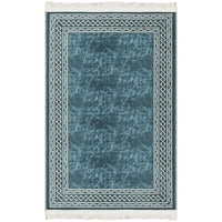 Ottomanson Mašinski perivi pamučni ravni tepih za dnevni boravak, 4' 6', plavi obrub