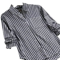 Zodanni Žene vrhovi gumb dole bluza dugih rukava s dugim rukavima s džepnim tuničkim košuljama crna 3xl