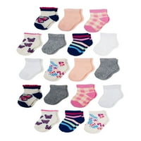 Wonder Nation Baby Girl čarape za gležnjeve, 18-pakovanje, veličine 0M-18m