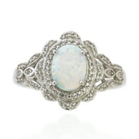 Jay srce dizajnira srebrni sterling stvorio opal i stvorio bijeli safirni prsten