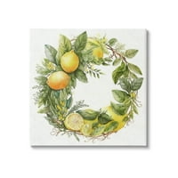 Stupell Citrus Lemons Greenery Vijenac Botaničko-Cvjetno Slikarstvo Galerija Umotano Platno Print Wall Art