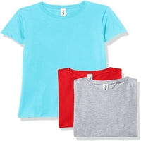 Marky G Odjeća Kratke Rukave Za Djevojke Čvrste Majice Za Vrat Pamuk, L, Crvena Aqua Heather