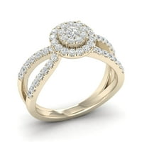 3 4ct TDW dijamantski verenički prsten od žutog zlata od 10k