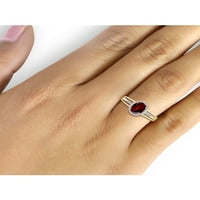 1. Carat Garnet dragulja i naglasak bijelog dijamantnog prstena