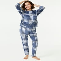 Joyspun ženski velur gornji dio i pantalone za spavanje Set pidžama, 2 komada, veličine od S do 3X