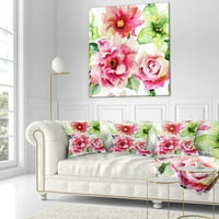 Designart ruže i Gerber cvijeće akvarel-cvjetni jastuk - 16x16
