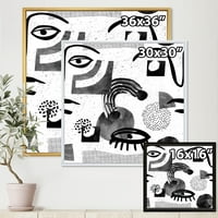 Designart 'Collage of Eyes And Doodles In Contemporary Style II' modern Framered Canvas Wall Art Print