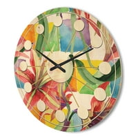 Designart 'Retro Floral Botanical XIII' Mid-Century Modern Wood Wall Clock