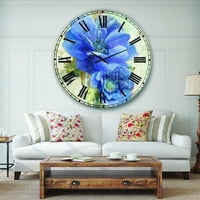 Designart 'plavi ručni ofarbani cvijet Anemone' zidni sat za seosku kuću