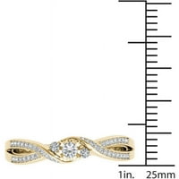 Karat TW dijamantski krst preko Split drške 10kt zaručnički prsten od žutog zlata