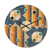 Designart 'Floral Retro Pattern XIII' Moderni drveni zidni sat sredinom vijeka