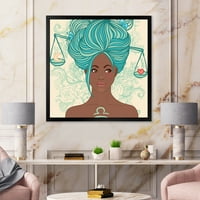 Designart 'portret afroamerikanke s plavom kosom I' moderni uokvireni umjetnički Print